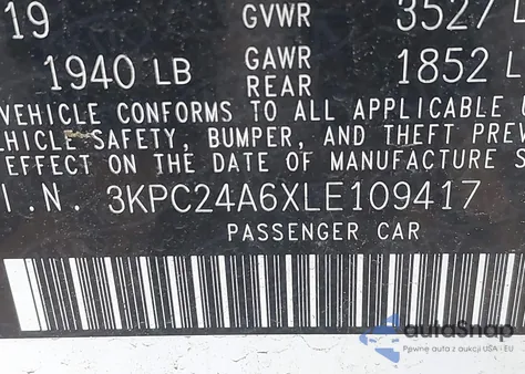 2020 Hyundai Accent Se from USA, damaged, VIN 3KPC24A6XLE109417